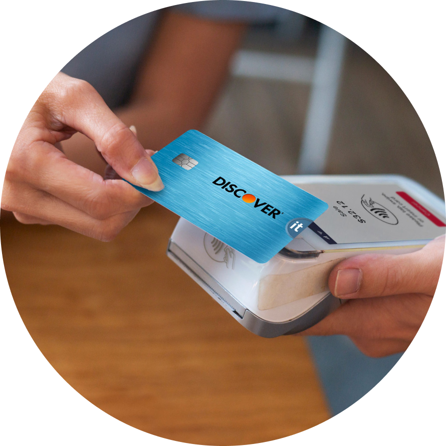 tapping Discover card to pay