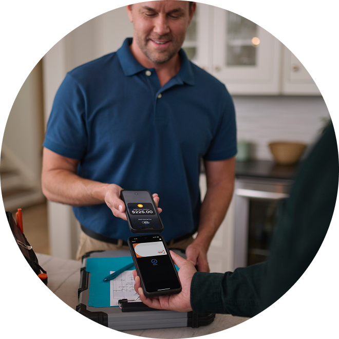  A man paying with his smartphone