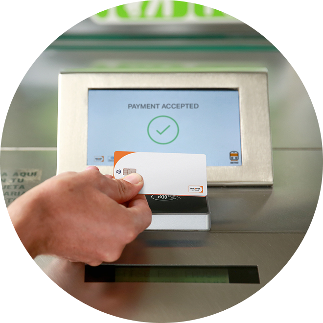 person easily paying with their card