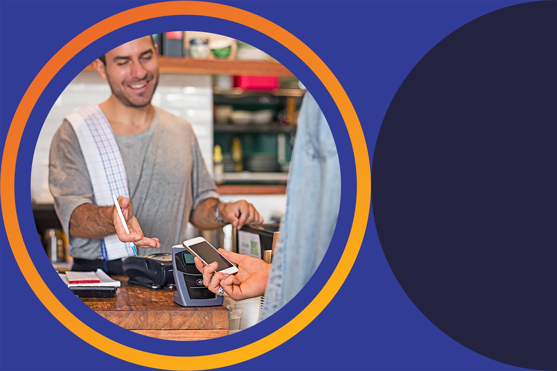 customer paying with digital wallet